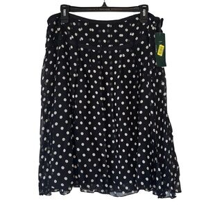 Lauren Ralph Lauren Silk Black and White Polka Dot Skirt